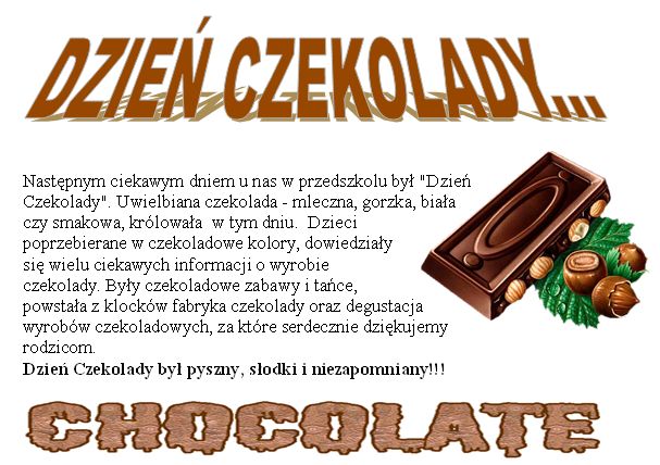 Dzień czekolady - Przedszkole im. Kubusia Puchatka w ...
