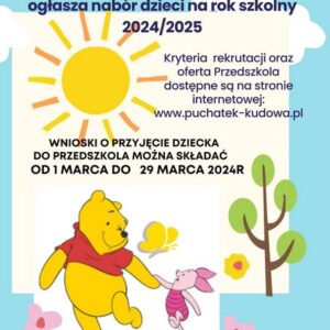 Nabór do przedszkola na rok szkolny 2024/2025