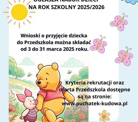 Nabór do przedszkola na rok szkolny 2025/2026