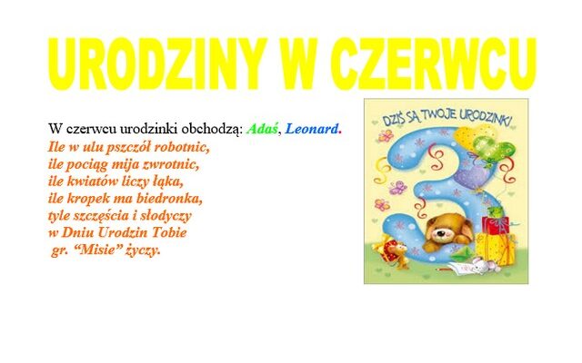 Urodziny w czerwcu