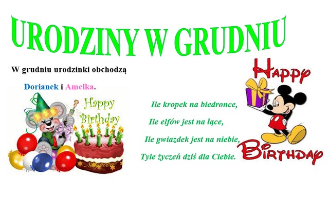 Urodziny w grudniu